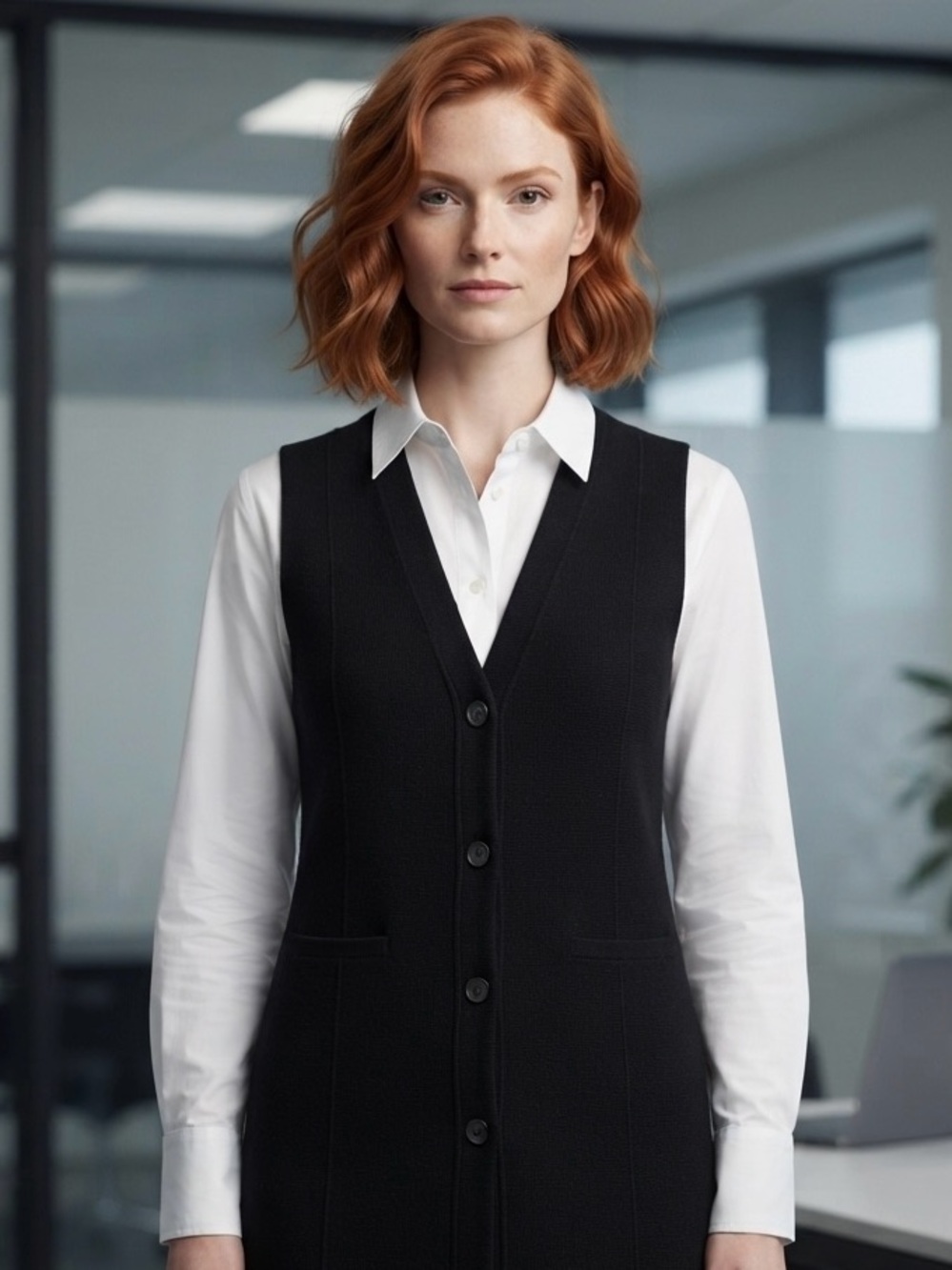 COS Black Button Front Knit Vest